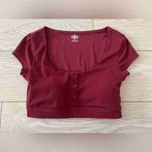 ALO Yoga blissful Henley top cranberry red size xs